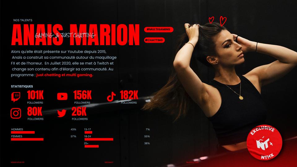 Media kit NTH – slide du talent Anaïs Marion