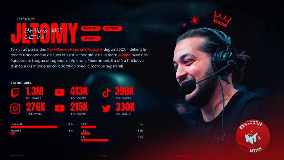 Media kit NTH – slide du talent JLTomy